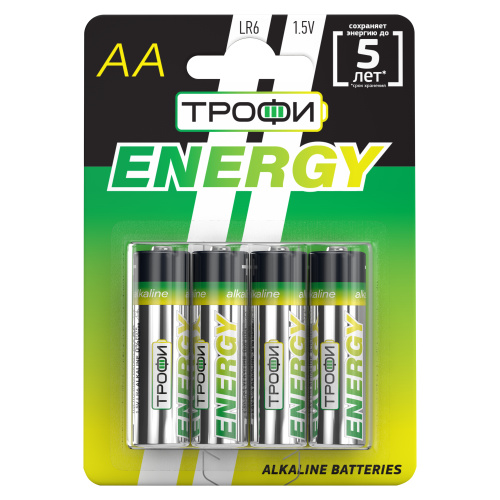 Батарейки Трофи LR6-4BL ENERGY Alkaline (40/720/17280) фото 2