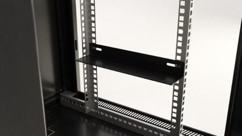 Шкаф настенный TWB-0945-GP-RAL9004 19дюйм 9U 500х600х450мм стеклян. дверь с перфорацией по бокам руч фото 3