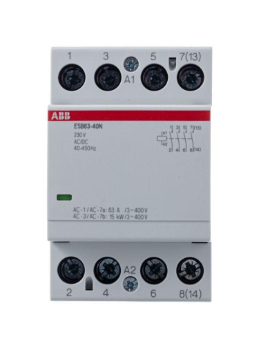 Контактор ESB63-40N-06 модульный (63А АС-1, 4НО), катушка 230В AC/DC ABB фото 2