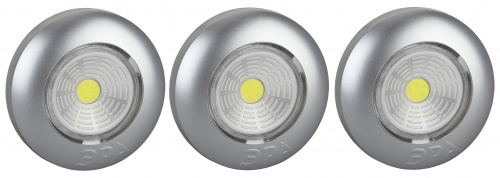 Светодиодный фонарь подсветка ЭРА Пушлайт SB-504 Аврора самоклеящийся 3шт серебристый COB фото 5