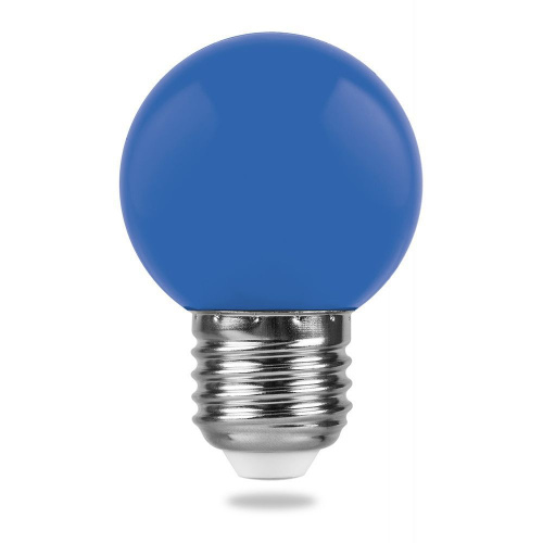 Лампа светодиодная, (1W) 230V E27 синий G45, LB-37 FERON фото 2