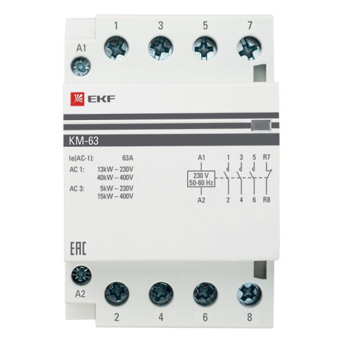 Контактор модульный КМ 63А 3NО+NC (3 мод.) EKF PROxima km-3-63-31 фото 3