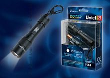 Фонарь Uniel-offroad (Premium) Mini focus pocket + P-KL024-P Black , алюминиевый корпус, 1 Nichia 0,5mm LED, упаковка — цветной короб, 1хААА в/к, цвет черный