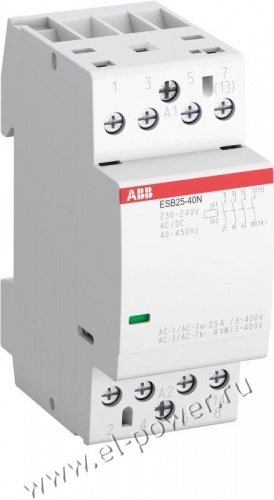 Контактор ESB25-40N-01 модульный (25А АС-1, 4НО), катушка 24В AC/DC ABB